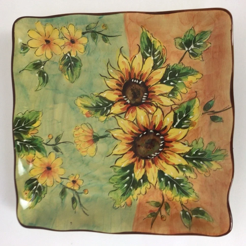 Floral Sunflower Ceramic Accent Plate - Picture 2 of 11